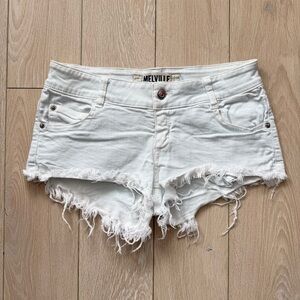 Brandy Melville Made in Italy White Frayed Women Shorts Size 38